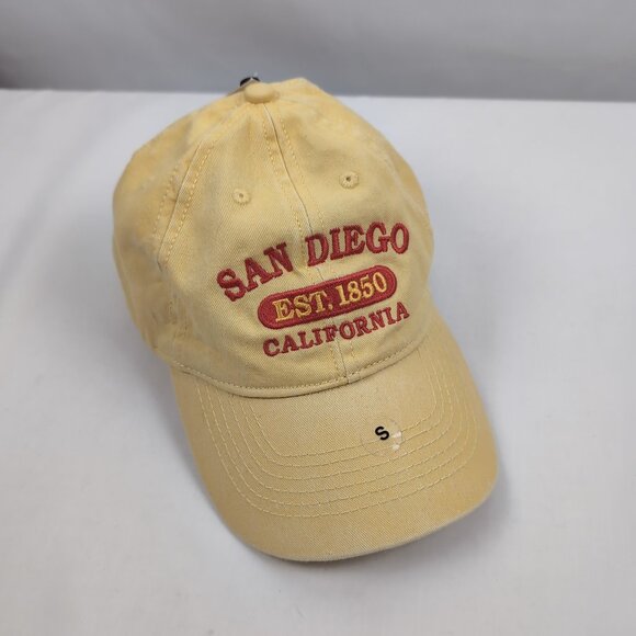 NWT San Diego California Yellow/Red Cap Baseball Embroidered Velcro, One Size - Picture 1 of 6